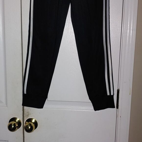 Adidas black white 3 striped track soccer pants Sz M ( 10/12) - Picture 2 of 7